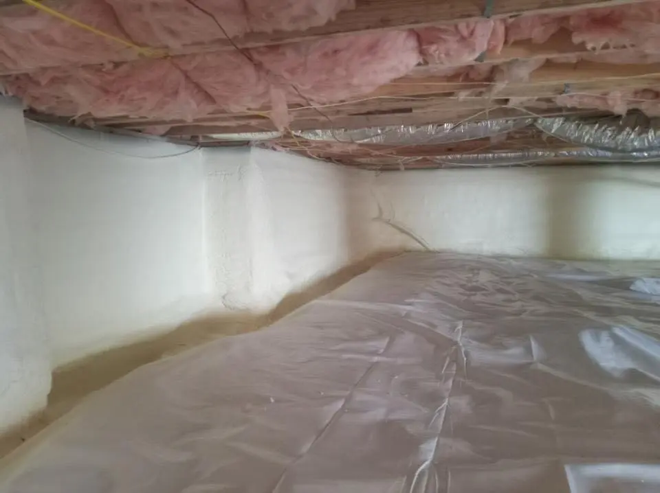 Crawl space encapsulation with closed-cell spray foam for Commercial Roof Restoration in East Cocalico